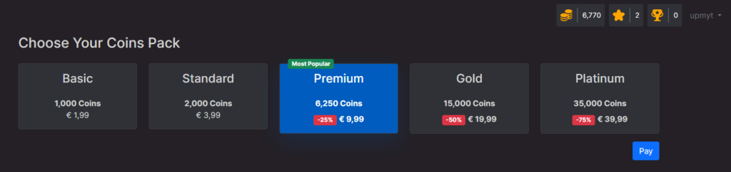 buy coins upmyt